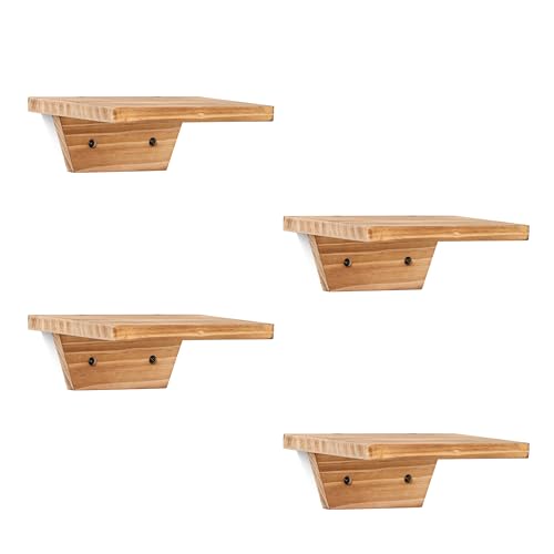 Small Wall Shelves,Speaker Shelf,Floating Shelf Trapezoid for Wifi Router - color: Carbonized Brown, size: Set of 4