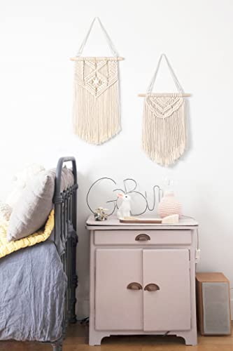 Mkono 2 Pcs Macrame Wall Hanging Boho Wall Art Decor Woven Chic Bohemian Room Decor for Bedroom Nursery Living Room Dorm Apartment, Small Size 13" L x 10" W and 16" L x 10" W - size: Small
