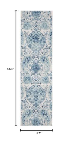 SAFAVIEH Madison Collection Runner Rug - 2'3" x 14', Cream & Turquoise, Boho Chic Glam Paisley Design, Non-Shedding & Easy Care, Ideal for High Traffic Areas in Living Room, Bedroom (MAD600E) - color: Cream/Turquoise, size: 2'3" x 14' (Runner)