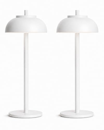White Cordless Table Lamps, Rechargeable LED Touch Lamp, 2 Pack - color: White