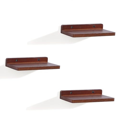 Small Floating Shelves for Wall,5x8.5 Inch,Set of 3,Dark Walnut - color: Dark Walnut