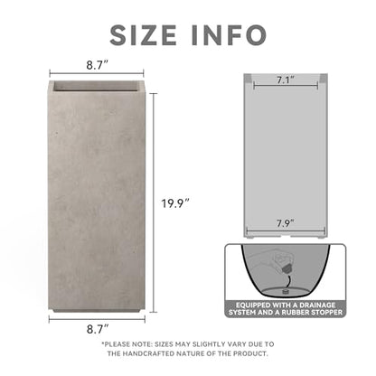 Kante Small Column Square Weathered Concrete Planter 19.9" H, Outdoor - color: Weathered Concrete, size: 19.9" H