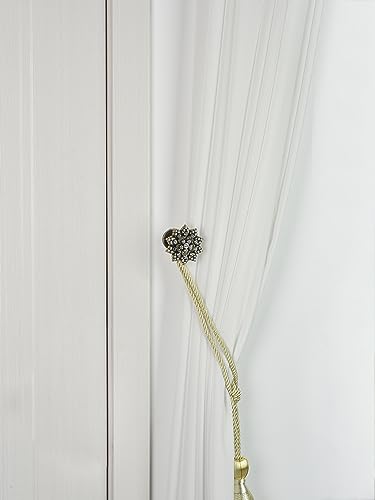SUQ I OME Vintage Zinc Alloy Window Drapery Medallion Holdbacks, Bronze Snowflake