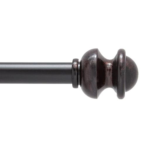Kenney Kendall Knob Window Curtain Rod, Adjustable Curtain Rod for Windows 30 to 86 Inches, Extendable Curtain Rod Set, Antique Rust Brown Curtain Rod - color: Antique Rust, size: 30-86"