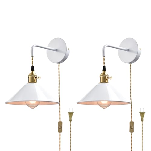 Hanging Height Adjustable Wall Sconce, Bright White 2-Pack - color: Plug in White*2Pcs