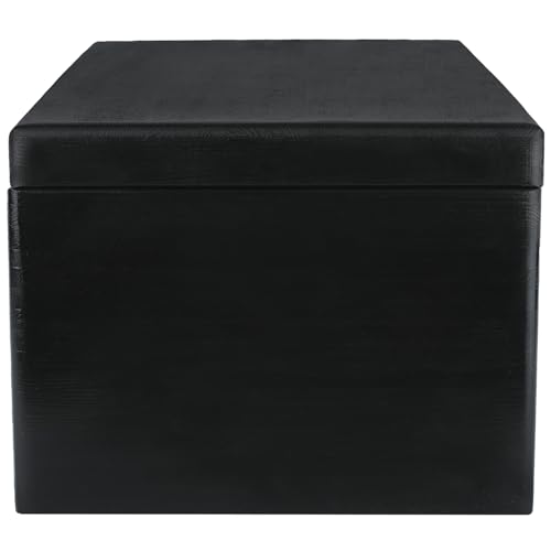 Creative Deco Large Black Wooden Box Storage with Hinged Lid - color: Black, size: XXL | No Handles