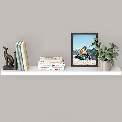 Ballucci Floating Shelf, 48" Wood Wall Shelf with Invisible Brackets for Bathroom, Living Room, Bedroom, Kitchen, Nursery, 8" Deep, White - color: White, size: 47.2 inches