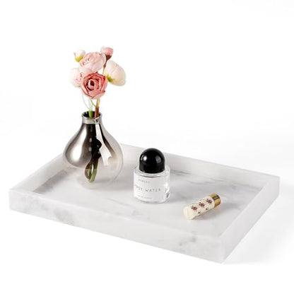 Natural Marble Bathroom Tray, 12"x8" Stone Vanity Decorative Counter Trays - color: 12"x8"-namib Bianco