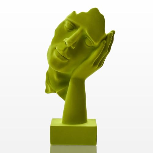 Thinker Statue Hear No Evil with Soft Velvety Texture, Green - color: Nohear-green