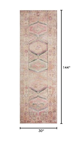 Loloi Layla Pink/Lagoon 2'-6" x 12'-0" Runner Rug - color: Pink / Lagoon, size: 2'6" x 12' (Rectangular)