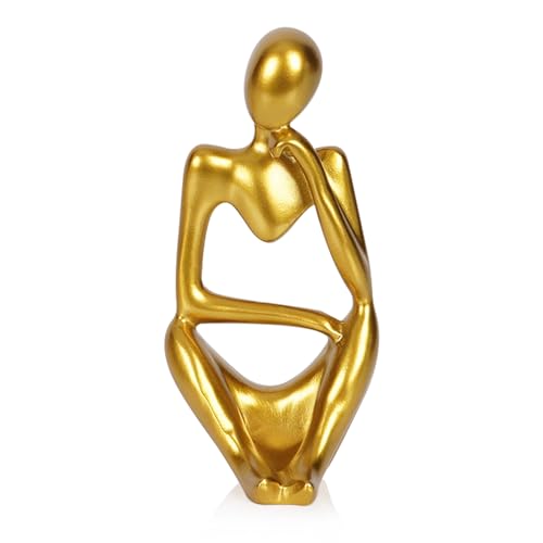 Sandstone Resin Thinker Statue Style Abstract Sculpture, Gold, Right - color: Small Gold, size: Right 1pc