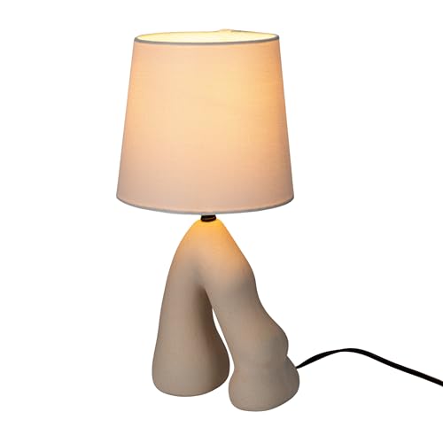 Bloomingville Ceramic Table Lamp with Volcano Finish, White