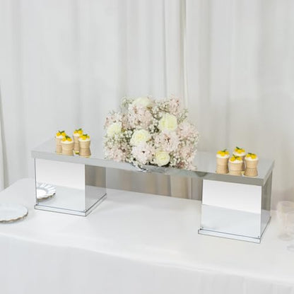 Efavormart Silver Plexiglass Connector Plate for Rectangular Pillar Pedestal Stands, 4mm Thick Mirror Finish Acrylic Table Top Bridge with Protective Film 46"x12" - size: 45.5'' Silver