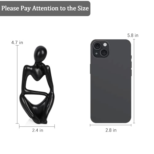Sandstone Resin Thinker Statue Style Abstract Sculpture, Black, Right - color: Small Black, size: Right 1pc
