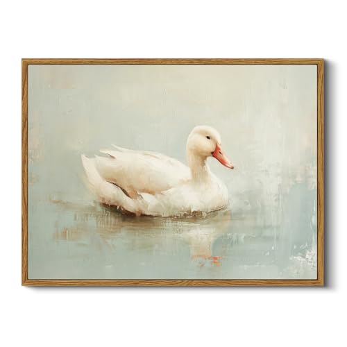 WHASAYART Vintage Farmhouse Animal Wall Art Framed Duck Canvas Print 12x16 - color: Duck, size: 16"L x 12"W