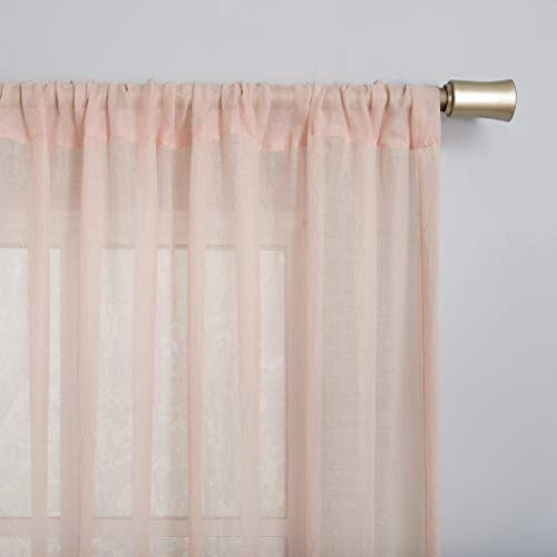 No. 918 Genevieve 2-pack 2-pack Linen Weave Sheer Semi-Sheer Grommet Curtain Panel Pair, 50" x 63", Blush Pink - color: Blush Pink, size: 50"W x 63"L (Pack of 2)