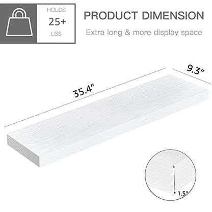 QEEIG Long Floating Shelves for Wall (White, Set of 2, 35.4") - color: C. White, size: 35.4"