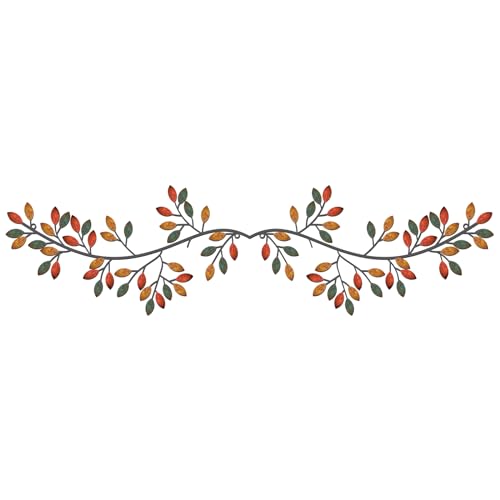 Hotop 2 Pieces Metal Tree Leaf Wall Decor Vine Olive Branch Leaf Wall Art Wrought Iron Scroll Sculptures Above the Bed, Living Room, Outdoor Decoration(Classic Style,Vintage Color) - color: Vintage Color, size: Classic Style