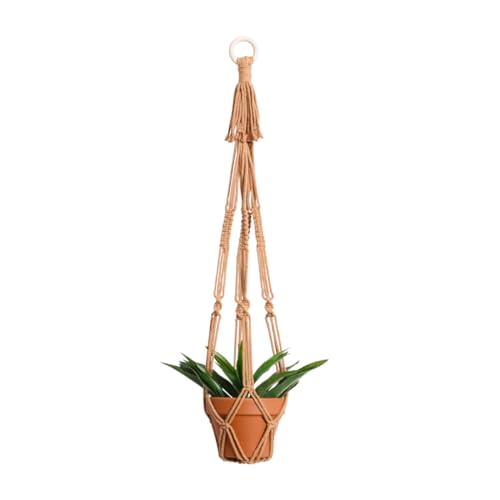 Artilady Macrame Plant Hanger Boho Hanging Planter for Indoor Plants Holder - color: Burnt Brown