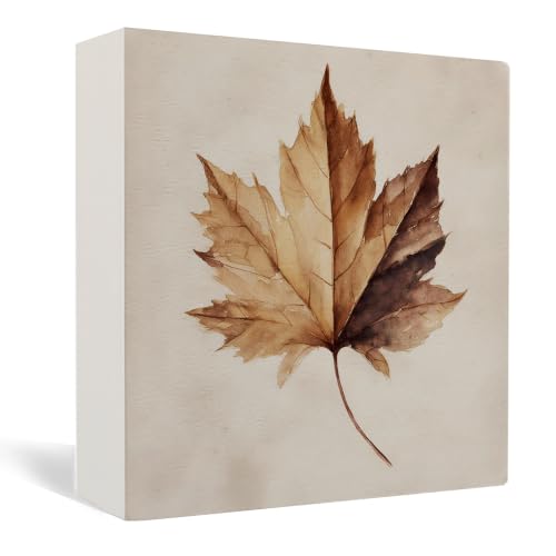 Rustic Fall Maple Leaf Wooden Box Sign Desk Decor - color: Rustic Fall