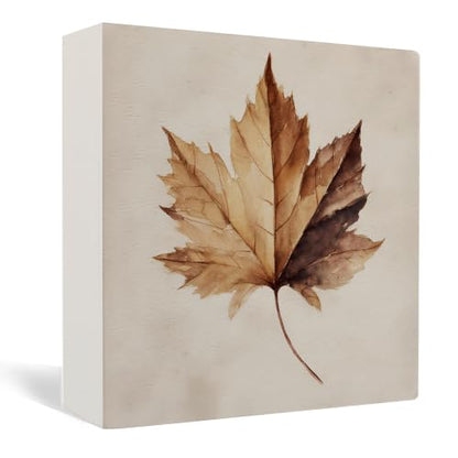 Rustic Fall Maple Leaf Wooden Box Sign Desk Decor - color: Rustic Fall