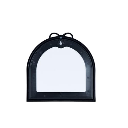 9.8-inch x 9.8-inch Arched Plastic wall Mirror with Bow at top, Modern Decorative Mirror, Small Arched wall Mirror Suitable for entryways and hallways (Black, 9.8x9.8 inch)