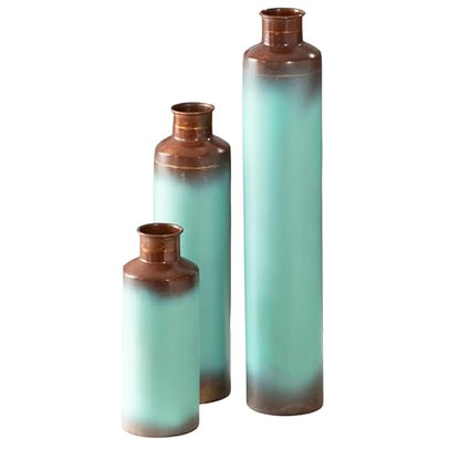ANDALUCA Set of 3 Decorative Turquoise Bronze Vases