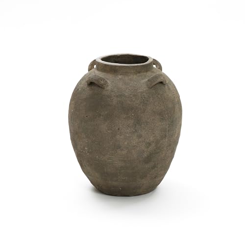 LuxenHome Rustic Ceramic Flower Vase,15 Inch Tall Brown Terracotta Vases - size: Large