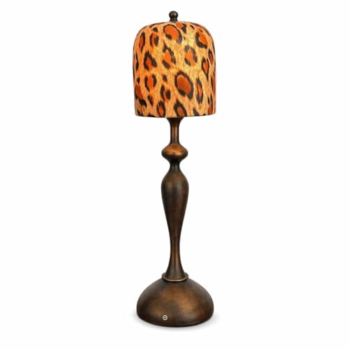 Cheetah Lamp Cordless Table Lamp, Cheetah Print Ceramic Shade