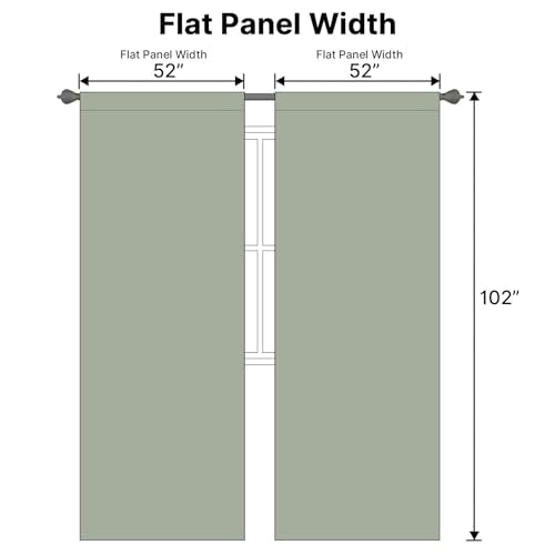 H.VERSAILTEX Back Tab Sage Green Curtains 102 Inch Long for Living Room, Rod Pocket Room Darkening Thermal Insulated Blackout Curtains, 52 x 102 Inch, Light Sage, 2 Panels - color: Light Sage, size: 52"W x 102"L (Pack of 2)