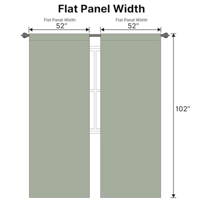 H.VERSAILTEX Back Tab Sage Green Curtains 102 Inch Long for Living Room, Rod Pocket Room Darkening Thermal Insulated Blackout Curtains, 52 x 102 Inch, Light Sage, 2 Panels - color: Light Sage, size: 52"W x 102"L (Pack of 2)