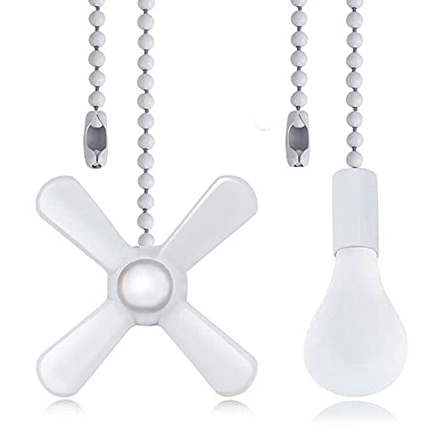 Ceiling Fan Pull Chain Extension Ornaments Chains with Decorative Light Bulb and Fan Cord 13.6 Inches Bronze Fan Pull Chain Set for Ceiling Light Lamp Fan Chain(Paint White) - color: White