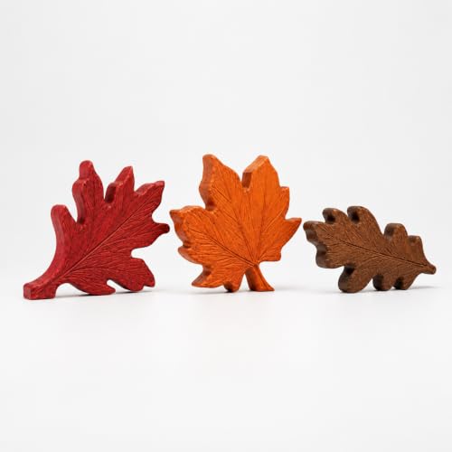 Autumn Decor, 3 PCS Wooden Leaves, Vintage Fall Decor for Tabletop - color: Mapleleaf