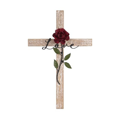 NIKKY HOME Wedding Cross, Wooden Wall Cross with Rose Love - color: Love