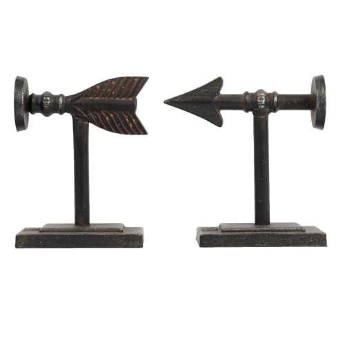 Creative Co-Op Decorative Cast Metal Arrow Bookends, Bronze Finish - color: Bronze