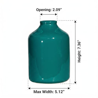 Sunddo Green Ceramic Vase, 7 Inch - color: Dark Green, size: 7 inch