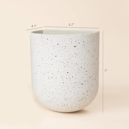 LA Jolie Muse Wall Planters for Indoor Plants, Hanging Flower Pots, 2 Pack - color: Speckled White