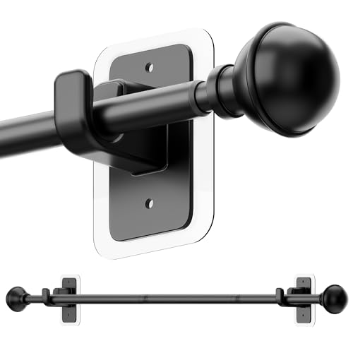 ENJOYBASICS Curtain Rods No Drilling for Renter, 28-47" Adjustable, Black - color: Black, size: 27-52"
