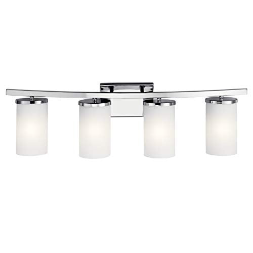 Kichler Crosby 4-Light Bathroom Vanity Light, Chrome - color: Chrome, size: 4 Light, style: Satin Etched Cased Opal Glass