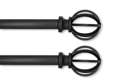 Lumino 5/8" Cage Single Curtain Rod Set 30"-84" Black