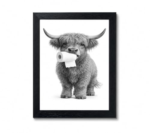 Framed Fun Animal Cattle Canvas Wall Art Poster Prints 8×10In1P Be Hung - color: bathroom-4, size: 8×10in