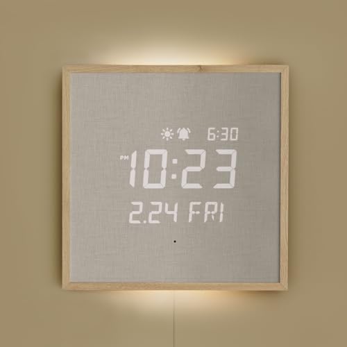 mooas Wooden Frame LED Silent Wall Clock (Wooden Frame Light Brown) - color: Wooden Frame Light Brown