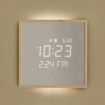 mooas Wooden Frame LED Silent Wall Clock (Wooden Frame Light Brown) - color: Wooden Frame Light Brown