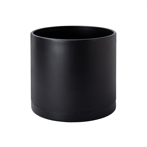 D'vine Dev Plastic Planter Pot with Saucer, 8 in, Black, 74-X-B-1 - color: Matte Black, size: 8 Inch