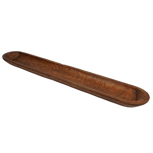 Decorative Bowl Home Decor Approx 6x40 Inch, Long Hand Carved Spanish Oak - size: 6x40 Inch