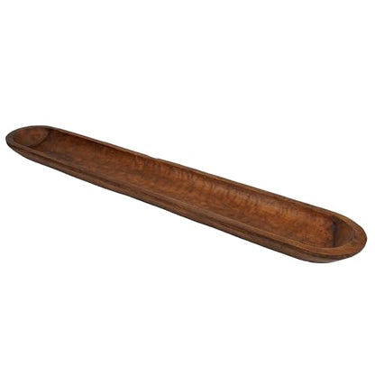 Decorative Bowl Home Decor Approx 6x40 Inch, Long Hand Carved Spanish Oak - size: 6x40 Inch