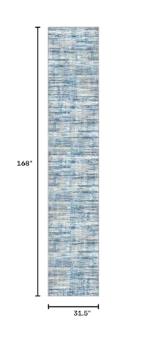 KOZYFLY Modern Washable Rug Runner 2.6x14 Hallway Runner Rug Blue Beige - color: Blue Beige, size: 2'8" x 14' (Runner)