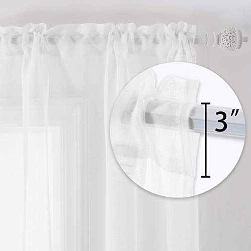DUALIFE White Sheer Curtains 72 Inch Length,Linen Look Semi Sheer Curtain Drapes for Living Room Bedroom Nursery Kitchen Bathroom,Privacy Voile Window Treatment Panels,White,52 x 72 Inches,Set of 2 - color: White, size: 52"W x 72"L (Pack of 2)