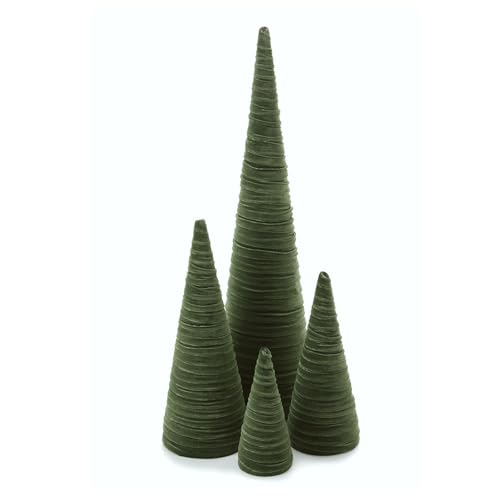 Your Heart's Content Velvet Trees Set of 4 Olive, Modern Mantle, Elegant Entryway, Green Valentine Tree Tabletop, Holiday Table Centerpiece, Cozy Gift for (Olive) - color: Olive