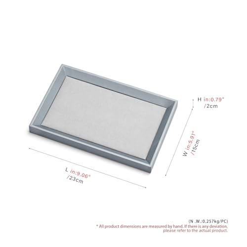 Oirlv Leather Small Jewelry Tray Grey - size: 9.1" x 5.9" x 0.8"